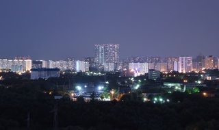 night lights in the city in Russia