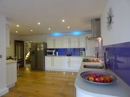 glossy interior of a large kitchen