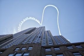 aircraft trail over the Empire State Building