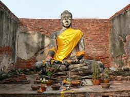 Beautiful sitting Buddha statue in Sukhotai, Thailand