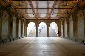 mosaic ornamented Underpass with arches and columns