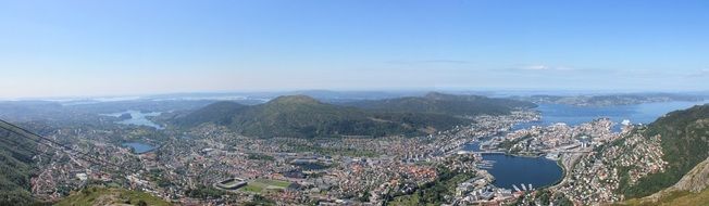 panoramic view of the city with the coast