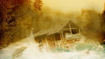 picture of a house on the river