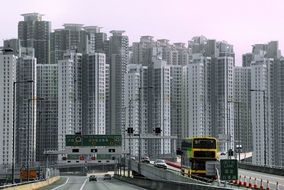 A lot of skyscapers in Hong Kong city