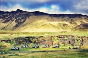 panoramic view of a village in southern iceland