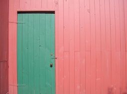 Green door and red wall