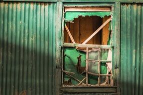 broken window frame in an old building