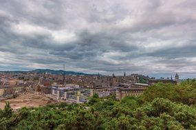 Holyrood Park In Edinburgh skyline among the plants