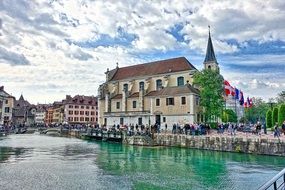 Beautiful cityscape of the houses near the river