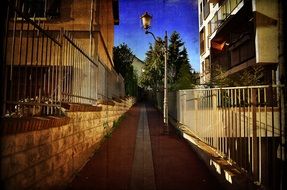 narrow pedestrian street in France