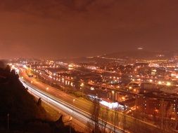 Night city Lights, spain, Bilbao