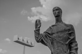 sculpture at a city church in Brazil