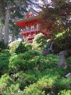 building in the park behind the trees