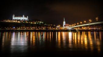 landscape of The Danube River at night