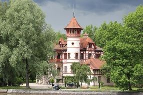 old house on the shore of lake Ammer in Germany