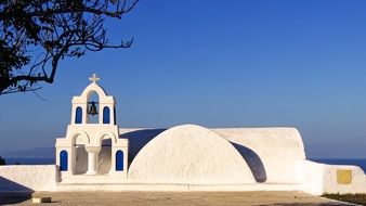 white church building in greece