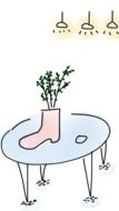 shoes as a vase on the table on a illustration