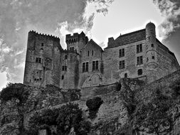 Black and white photo of the castle