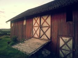 wooden barn on a farm in Norway
