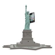 statue of liberty with mobile phone monument