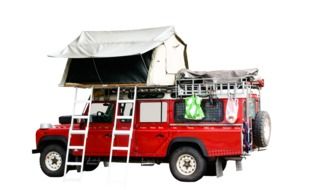 Tent on red car drawing