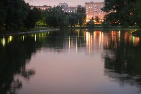 Moscow Russia sunset on the lake