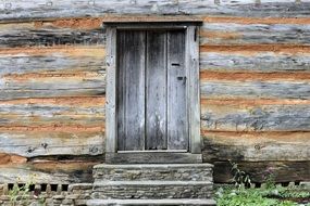 gray wooden door in a wooden house