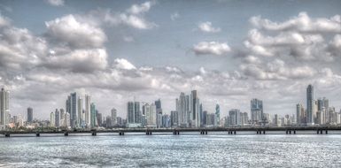 panorama of the modern city view from the water