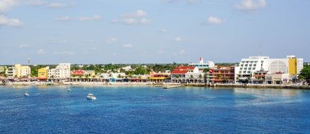 colorful buildings at beach on coastline, Mexico, Cozumel