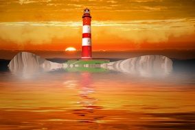Lighthouse Sunset drawing