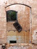 windows in the ruins of an abandoned building