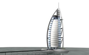 Buri Al Arab Dubai Architecture facade as 3d illustration