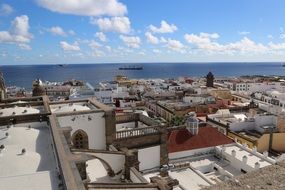 flat Roofs of old city at sea in spain in Las Palmas