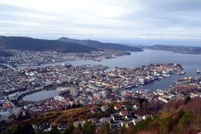 panorama of the city in the bay on the ocean