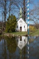 white chapel by the pond in Bavaria