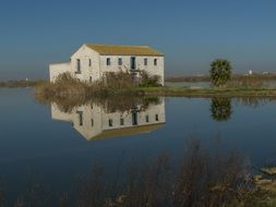 Reflection of rustic house