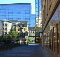 Glass bank building