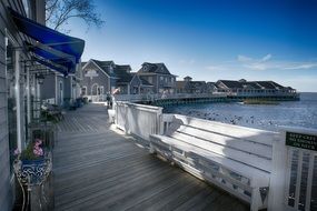 boardwalk on seafront in north carolina
