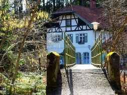 small bridge with yellow railings