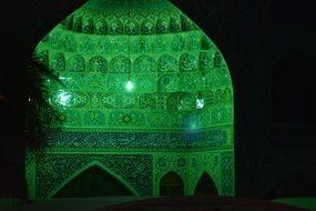 Green light in arabic church