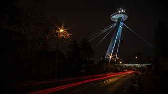 bridge at night in bratislava