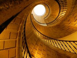 bottom view of a spiral staircase