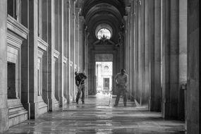 Workers in museum in Paris