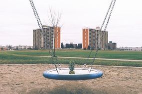 pineapple on a chain swing in the playground