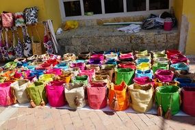 sale of colorful canvas bags in Cartagena