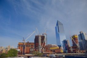 construction cranes over manhattan