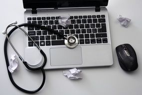 Stethoscope on a laptop