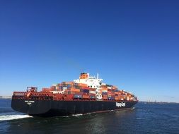 ship with cargo near New York