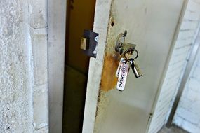 keychain in an old lock