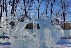 ice figures in a city park in Russia